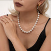 Wholesale Women's Light Luxury Elegant Imitation Pearl Collarbone Necklace With 12Mm Large Beads Geometric Pattern Stainless Steel Electroplated