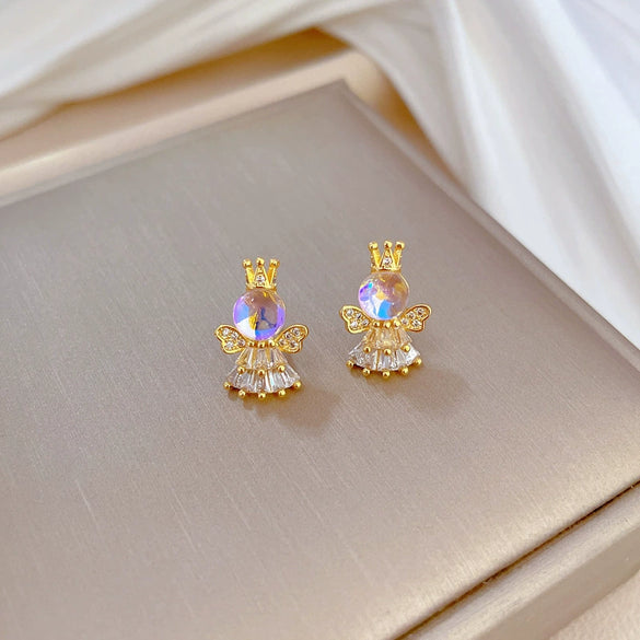 Wholesale Women's Light Luxury Elegant Necklace Earrings Suit With Cartoon Characters Pattern Stainless Steel Material And Electroplating Treatment