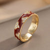 Wholesale Women's Light Luxury Enamel Open Index Finger Ring Gold Plated Copper With Flower Pattern