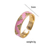 Wholesale Women's Light Luxury Enamel Open Index Finger Ring Gold Plated Copper With Flower Pattern