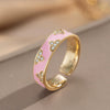 Wholesale Women's Light Luxury Enamel Open Index Finger Ring Gold Plated Copper With Flower Pattern