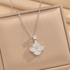 Wholesale Women's Light Luxury Fanshaped Copper And Zircon Clavicle Necklace With 18K Gold Plated Copper Pendant And Titanium Steel Cross Chain