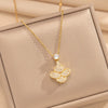 Wholesale Women's Light Luxury Fanshaped Copper And Zircon Clavicle Necklace With 18K Gold Plated Copper Pendant And Titanium Steel Cross Chain