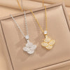 Wholesale Women's Light Luxury Fanshaped Copper And Zircon Clavicle Necklace With 18K Gold Plated Copper Pendant And Titanium Steel Cross Chain