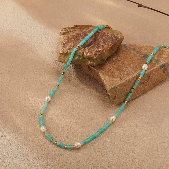 Wholesale Women's Light Luxury Fashion Necklace With S925 Sterling Silver Natural Tianhe Stone Freshwater Pearl Geometric Pattern Set With Gems