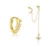 Wholesale Women's Light Luxury Fashion S925 Sterling Silver Star Moon Tassel Zirconia Earrings