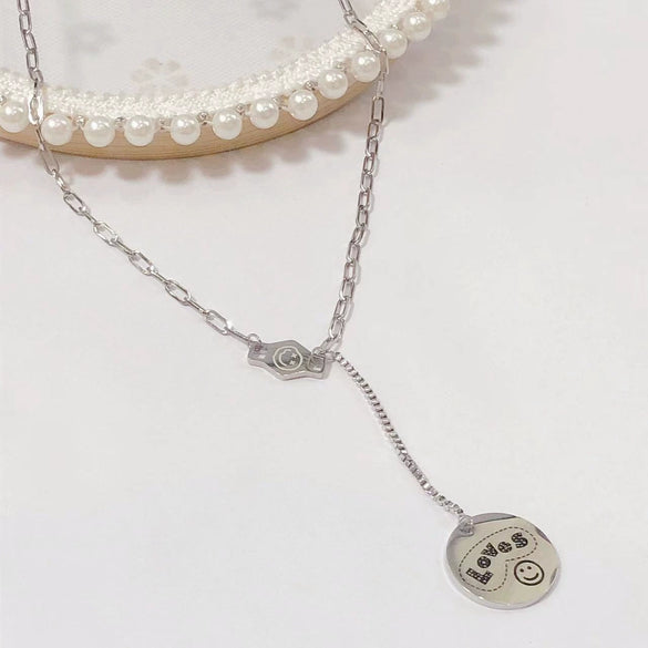 Wholesale Women's Light Luxury Fashion Versatile Titanium Steel Necklace With Geometric Pattern And Polish Finish