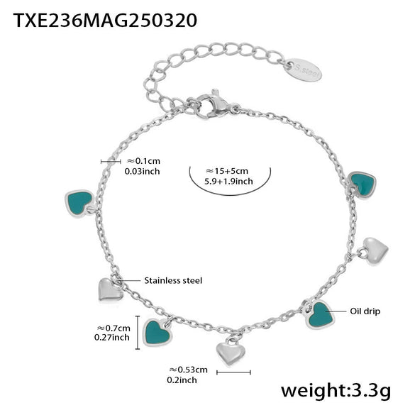 Wholesale Women's Light Luxury Ferris Wheel Enamel Glaze Tassel Stainless Steel Gold Plated Necklace And Bracelet Jewelry
