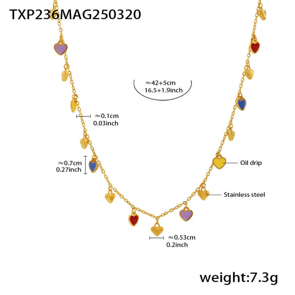 Wholesale Women's Light Luxury Ferris Wheel Enamel Glaze Tassel Stainless Steel Gold Plated Necklace And Bracelet Jewelry