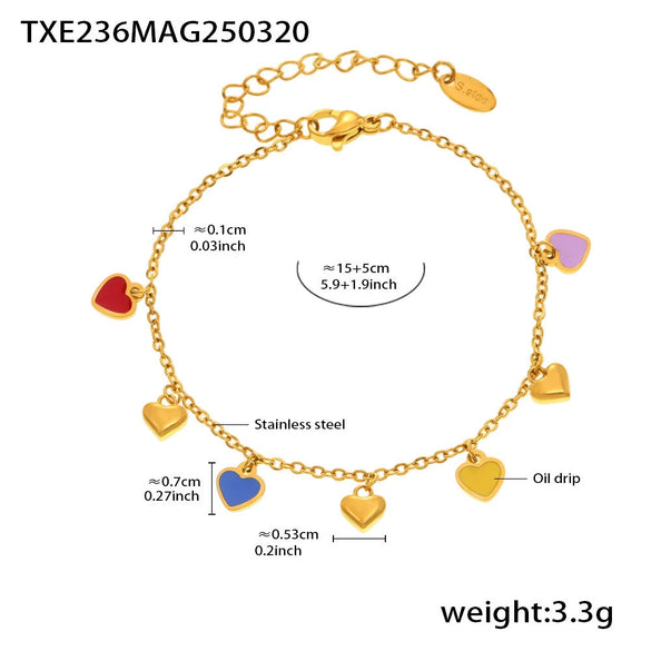 Wholesale Women's Light Luxury Ferris Wheel Enamel Glaze Tassel Stainless Steel Gold Plated Necklace And Bracelet Jewelry