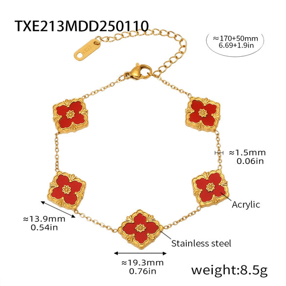 Wholesale Women's Light Luxury Ferris Wheel Fourleaf Clover Flower Titanium Steel 18K Gold Plated Bracelet
