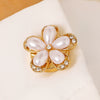 Wholesale Women's Light Luxury Floral Copper Shirt Cufflinks And Collar Buttons Set With Pearls