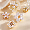 Wholesale Women's Light Luxury Floral Copper Shirt Cufflinks And Collar Buttons Set With Pearls