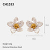 Wholesale Women's Light Luxury Flower Pattern Stainless Steel Earrings With Pvd Furnace Vacuum Real Gold Plating