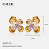 Wholesale Women's Light Luxury Flower Pattern Stainless Steel Earrings With Pvd Furnace Vacuum Real Gold Plating
