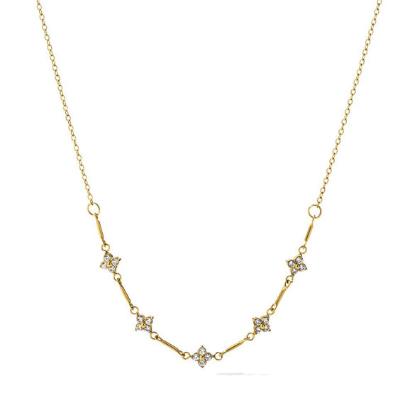 Wholesale Women's Light Luxury Flower Pattern Stainless Steel 18K Gold Plated Oshaped Chain Necklace