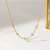 Wholesale Women's Light Luxury Flower Pattern Stainless Steel 18K Gold Plated Oshaped Chain Necklace