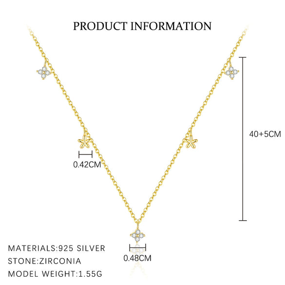 Wholesale Women's Light Luxury Flower Petal Zirconium 925 Sterling Silver Cross Chain Necklace