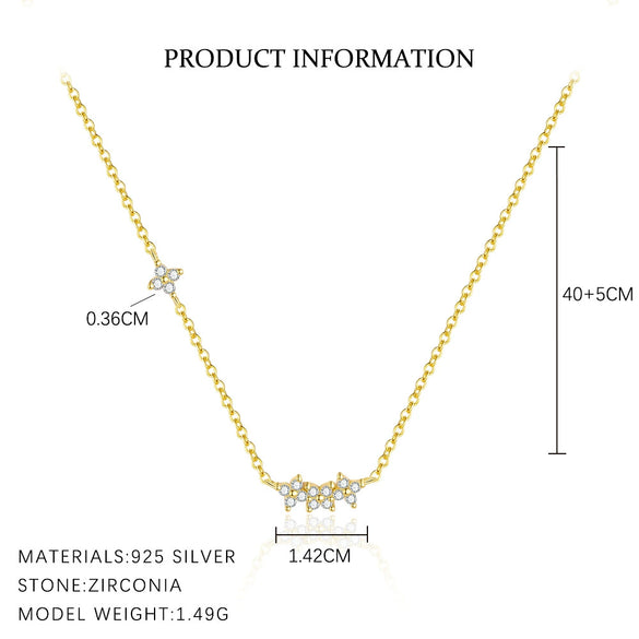 Wholesale Women's Light Luxury Flower Petal Zirconium 925 Sterling Silver Cross Chain Necklace