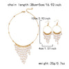 Wholesale Women's Light Luxury Geometric Alloy Pearl Tassel Pendant Necklace And Earring Set With Electroplating