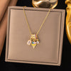 Wholesale Women's Light Luxury Geometric And Heart Shape Copper Electroplated Ochain Star Necklace Accessories