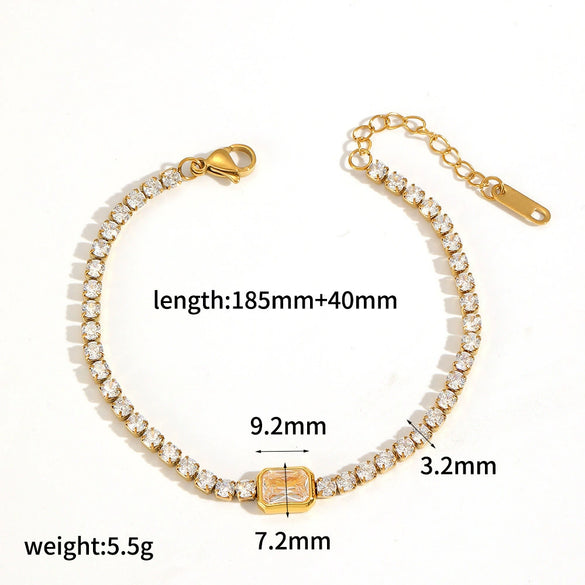 Wholesale Women's Light Luxury Geometric And Heart Shape Stainless Steel Vacuum Plated Bracelet