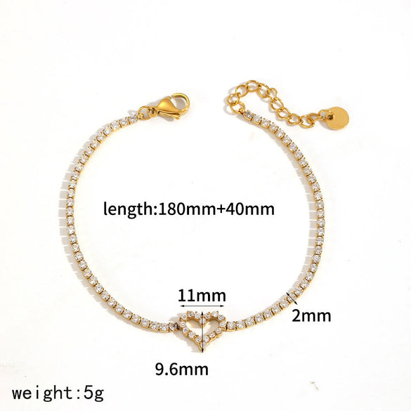 Wholesale Women's Light Luxury Geometric And Heart Shape Stainless Steel Vacuum Plated Bracelet