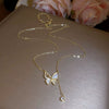 Wholesale Women's Light Luxury Geometric Animal Copper Alloy Real Gold Electroplated Fritillary Butterfly Pearl Necklace