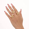 Wholesale Women's Light Luxury Geometric Butterfly Fairy Zircon Copper 18K Gold Plated Open Ring