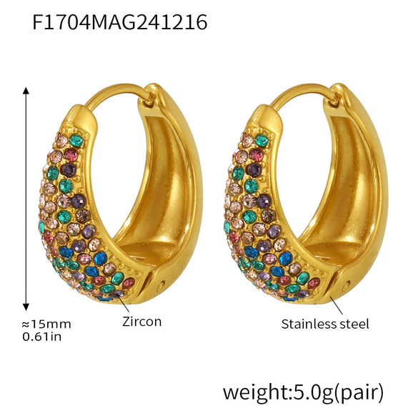 Wholesale Women's Light Luxury Geometric Circle Earrings Stainless Steel 18K Gold Plated