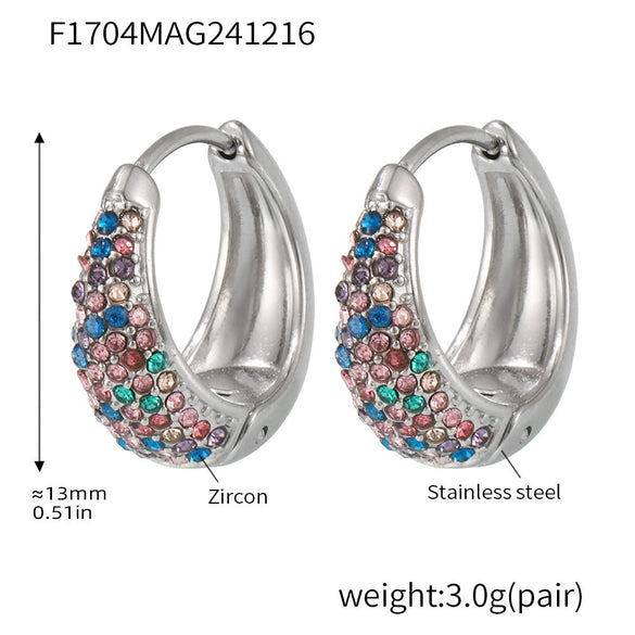 Wholesale Women's Light Luxury Geometric Circle Earrings Stainless Steel 18K Gold Plated
