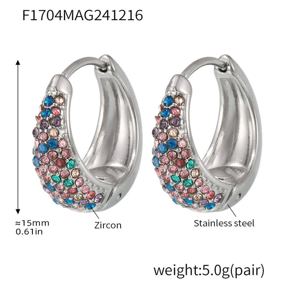 Wholesale Women's Light Luxury Geometric Circle Earrings Stainless Steel 18K Gold Plated