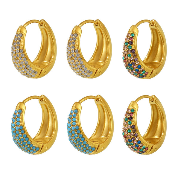 Wholesale Women's Light Luxury Geometric Circle Earrings Stainless Steel 18K Gold Plated