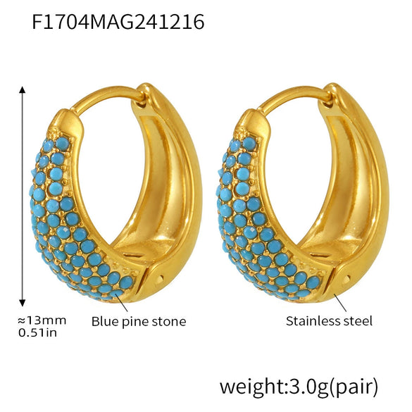 Wholesale Women's Light Luxury Geometric Circle Earrings Stainless Steel 18K Gold Plated