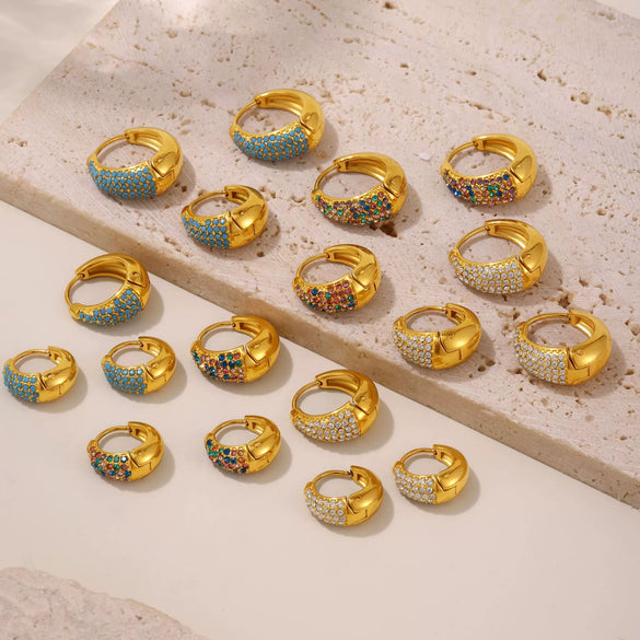 Wholesale Women's Light Luxury Geometric Circle Earrings Stainless Steel 18K Gold Plated