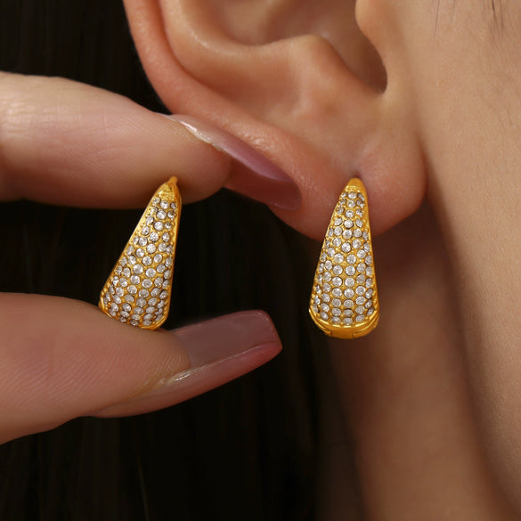 Wholesale Women's Light Luxury Geometric Circle Earrings Stainless Steel 18K Gold Plated