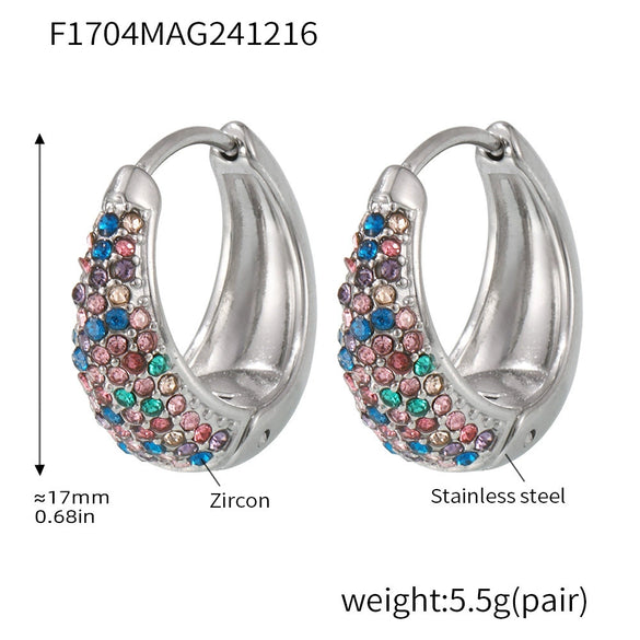 Wholesale Women's Light Luxury Geometric Circle Earrings Stainless Steel 18K Gold Plated