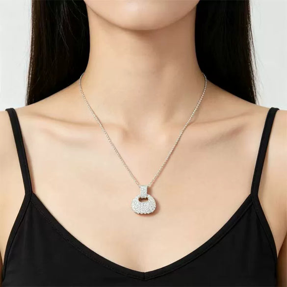 Wholesale Women's Light Luxury Geometric Copper And Zircon Inlaid Pendant Necklace With Real Gold Plating In The Furnace And Cross Chain
