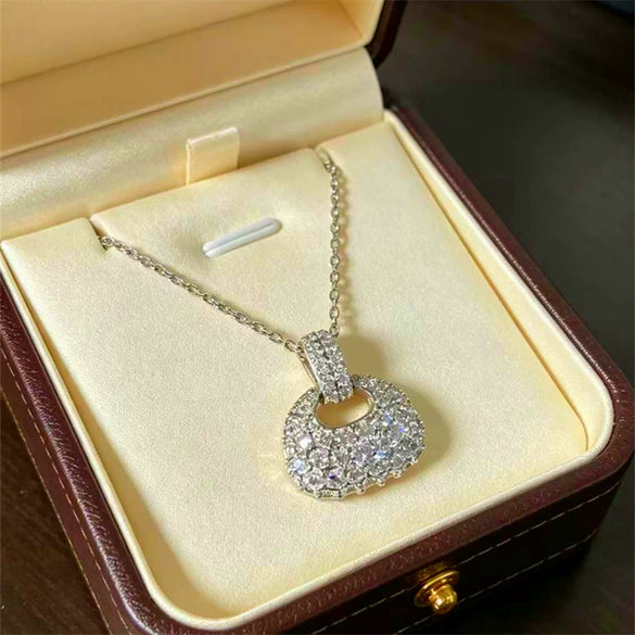 Wholesale Women's Light Luxury Geometric Copper And Zircon Inlaid Pendant Necklace With Real Gold Plating In The Furnace And Cross Chain