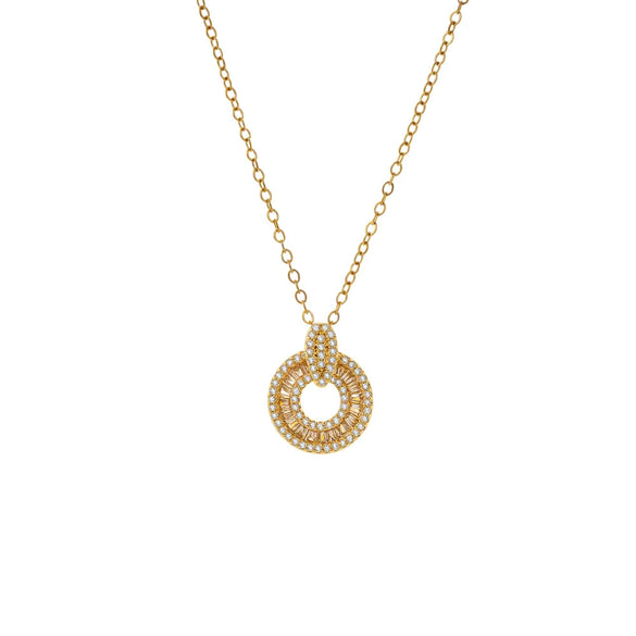 Wholesale Women's Light Luxury Geometric Copper And Zircon Necklace With Real Gold Plating For Clavicle