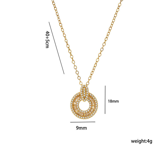 Wholesale Women's Light Luxury Geometric Copper And Zircon Necklace With Real Gold Plating For Clavicle