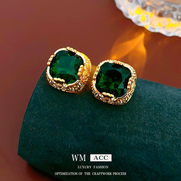 Wholesale Women's Light Luxury Geometric Copper Earrings With Real Gold Electroplated Silver Needle And Zircon