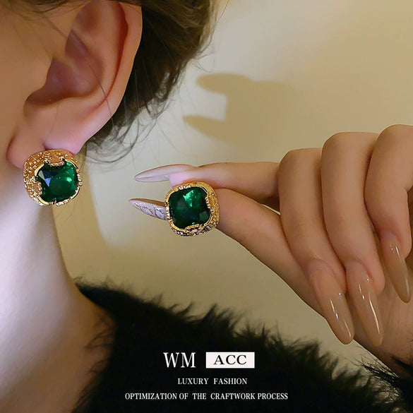 Wholesale Women's Light Luxury Geometric Copper Earrings With Real Gold Electroplated Silver Needle And Zircon
