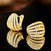 Wholesale Women's Light Luxury Geometric Copper Earrings With Zirconia And Hollow Design