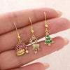 Wholesale Women's Light Luxury Geometric Copper Electroplated Earrings Inlaid With Colored Zirconium