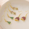 Wholesale Women's Light Luxury Geometric Copper Electroplated Earrings Inlaid With Colored Zirconium