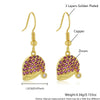 Wholesale Women's Light Luxury Geometric Copper Electroplated Earrings Inlaid With Colored Zirconium