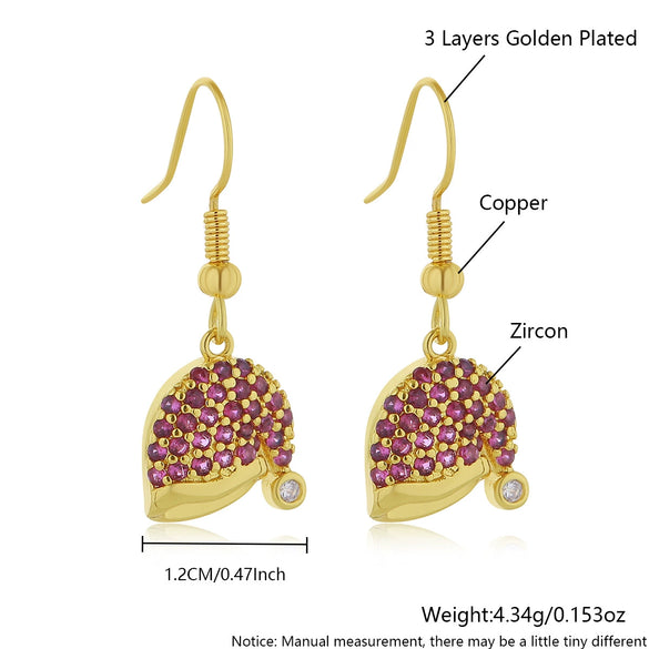 Wholesale Women's Light Luxury Geometric Copper Electroplated Earrings Inlaid With Colored Zirconium