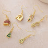 Wholesale Women's Light Luxury Geometric Copper Electroplated Earrings Inlaid With Colored Zirconium