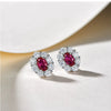 Wholesale Women's Light Luxury Geometric Copper Inlaid Zircon Oval Simulation Ruby Earrings